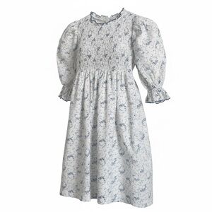 Hadas Girls Floral Smocked Swiss Dot Dress Size 10